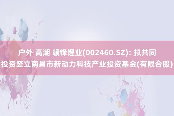 户外 高潮 赣锋锂业(002460.SZ): 拟共同投资竖立南昌市新动力科技产业投资基金(有限合股)