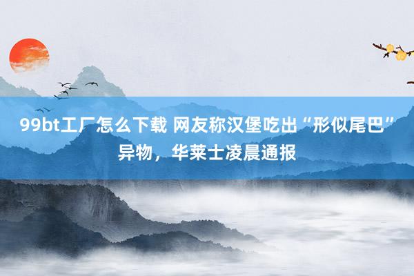 99bt工厂怎么下载 网友称汉堡吃出“形似尾巴”异物，华莱士凌晨通报