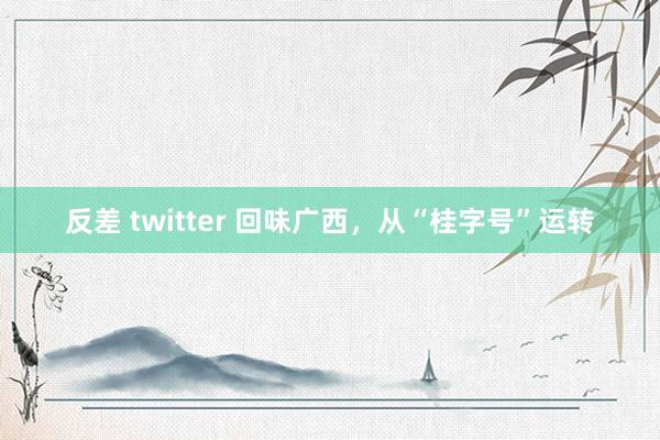 反差 twitter 回味广西，从“桂字号”运转