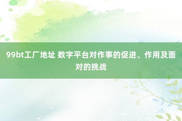 99bt工厂地址 数字平台对作事的促进、作用及面对的挑战