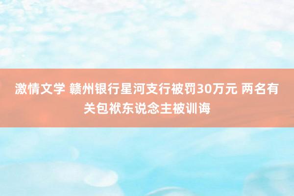 激情文学 赣州银行星河支行被罚30万元 两名有关包袱东说念主被训诲