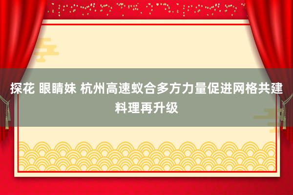 探花 眼睛妹 杭州高速蚁合多方力量促进网格共建料理再升级