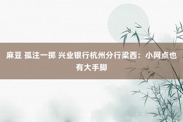 麻豆 孤注一掷 兴业银行杭州分行梁西：小网点也有大手脚