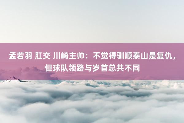 孟若羽 肛交 川崎主帅：不觉得驯顺泰山是复仇，但球队领路与岁首总共不同