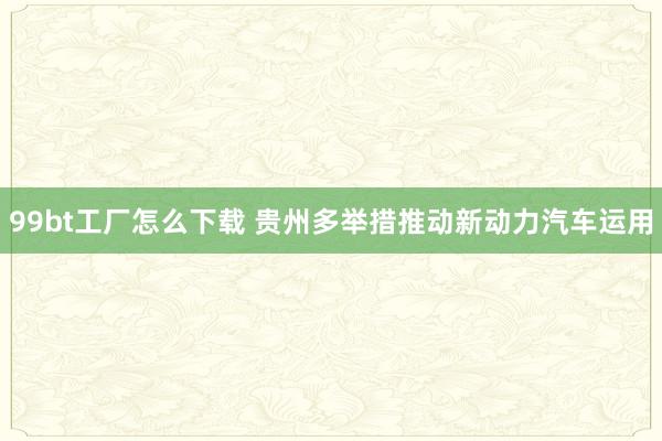 99bt工厂怎么下载 贵州多举措推动新动力汽车运用