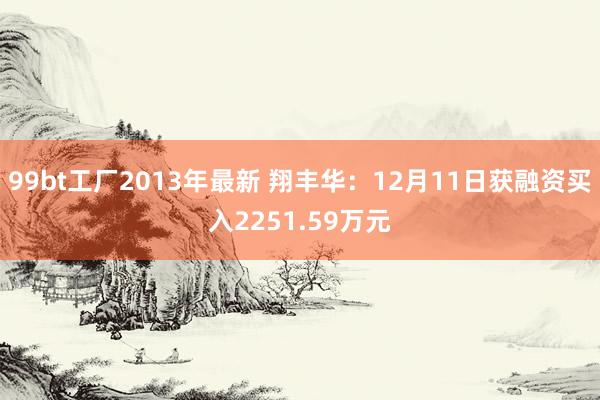 99bt工厂2013年最新 翔丰华：12月11日获融资买入2251.59万元