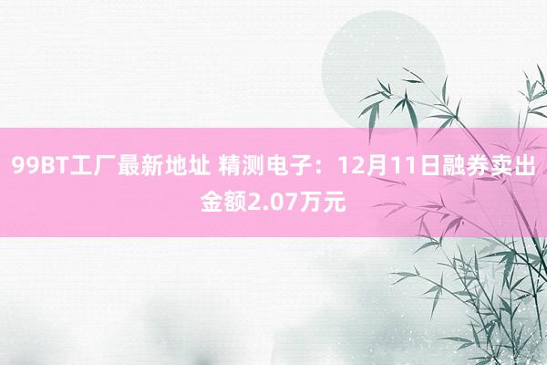 99BT工厂最新地址 精测电子：12月11日融券卖出金额2.07万元
