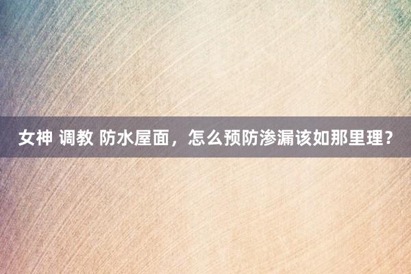 女神 调教 防水屋面，怎么预防渗漏该如那里理？