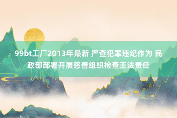 99bt工厂2013年最新 严查犯罪违纪作为 民政部部署开展慈善组织检查王法责任