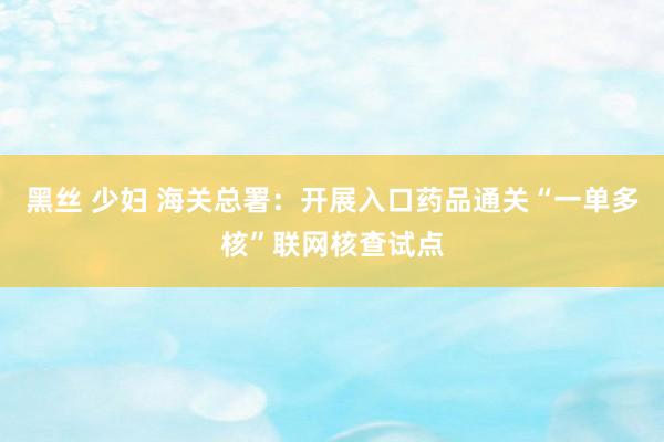 黑丝 少妇 海关总署：开展入口药品通关“一单多核”联网核查试点