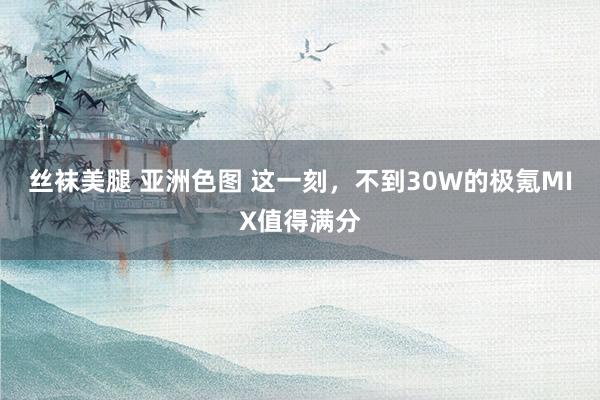 丝袜美腿 亚洲色图 这一刻，不到30W的极氪MIX值得满分