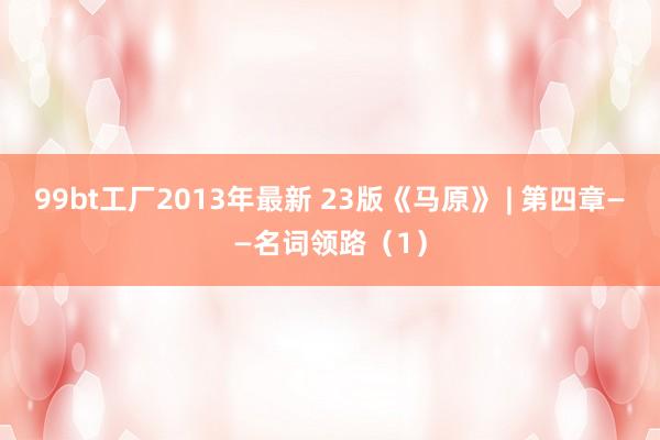 99bt工厂2013年最新 23版《马原》 | 第四章——名词领路（1）