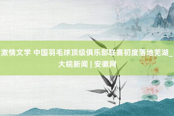 激情文学 中国羽毛球顶级俱乐部联赛初度落地芜湖_大皖新闻 | 安徽网
