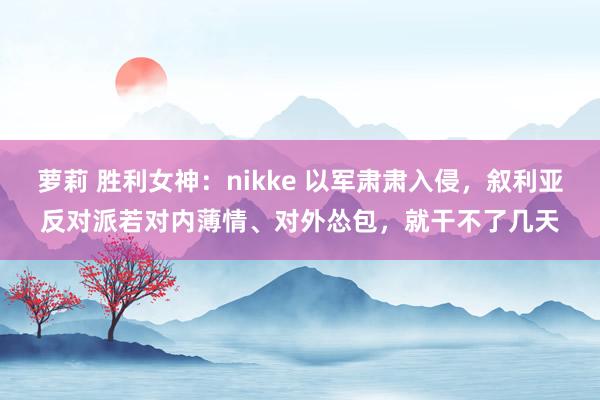 萝莉 胜利女神：nikke 以军肃肃入侵，叙利亚反对派若对内薄情、对外怂包，就干不了几天