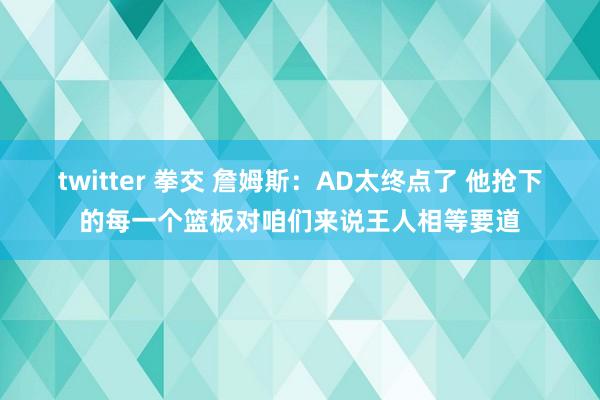 twitter 拳交 詹姆斯：AD太终点了 他抢下的每一个篮板对咱们来说王人相等要道