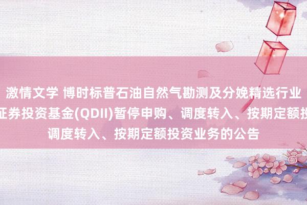 激情文学 博时标普石油自然气勘测及分娩精选行业指数型发起式证券投资基金(QDII)暂停申购、调度转入、按期定额投资业务的公告