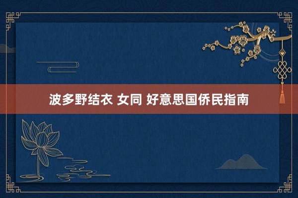 波多野结衣 女同 好意思国侨民指南