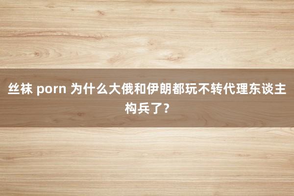 丝袜 porn 为什么大俄和伊朗都玩不转代理东谈主构兵了？