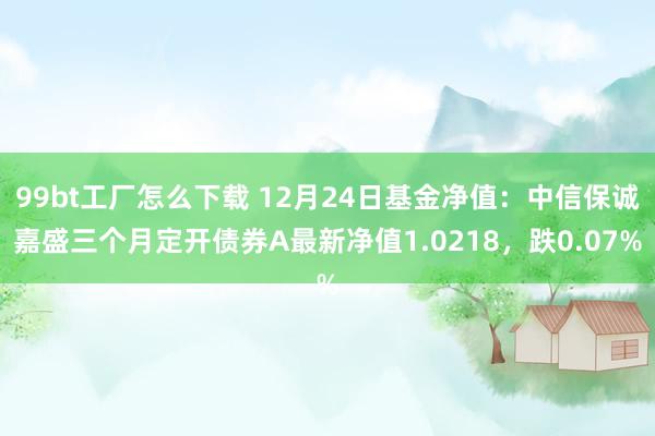 99bt工厂怎么下载 12月24日基金净值：中信保诚嘉盛三个月定开债券A最新净值1.0218，跌0.07%