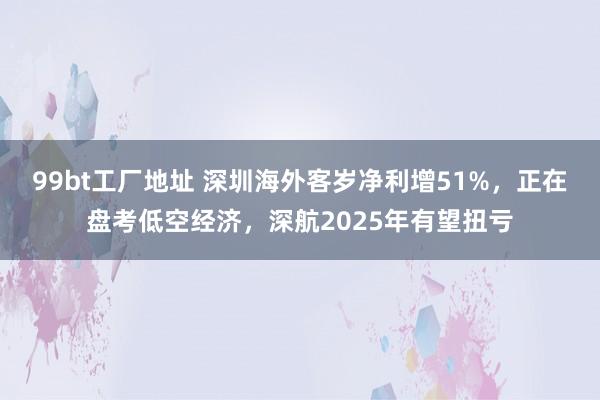 99bt工厂地址 深圳海外客岁净利增51%，正在盘考低空经济，深航2025年有望扭亏