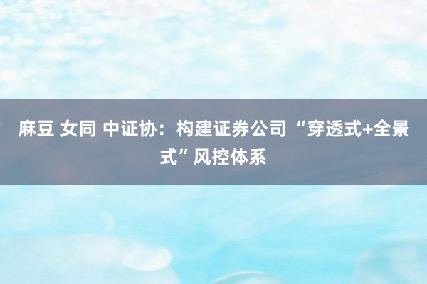 麻豆 女同 中证协：构建证券公司 “穿透式+全景式”风控体系