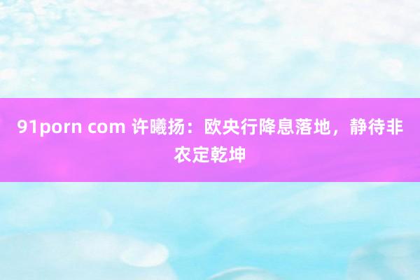 91porn com 许曦扬：欧央行降息落地，静待非农定乾坤