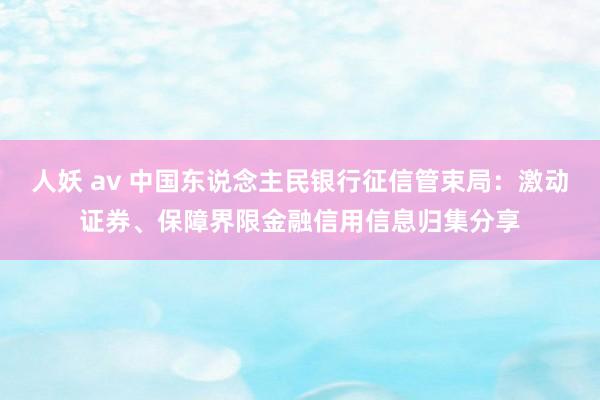 人妖 av 中国东说念主民银行征信管束局：激动证券、保障界限金融信用信息归集分享